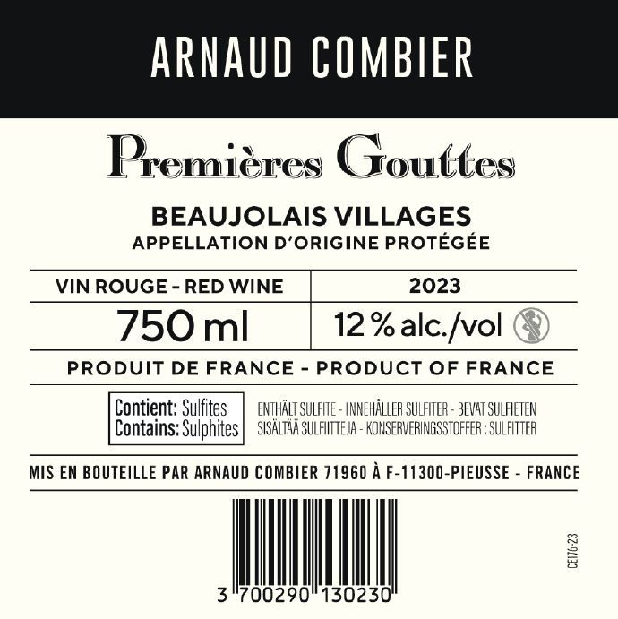 ETIQUETTE PREMIERE GOUTTE ROUGE